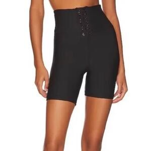 WeWoreWhat Lace-Up Biker Short in Black - XL